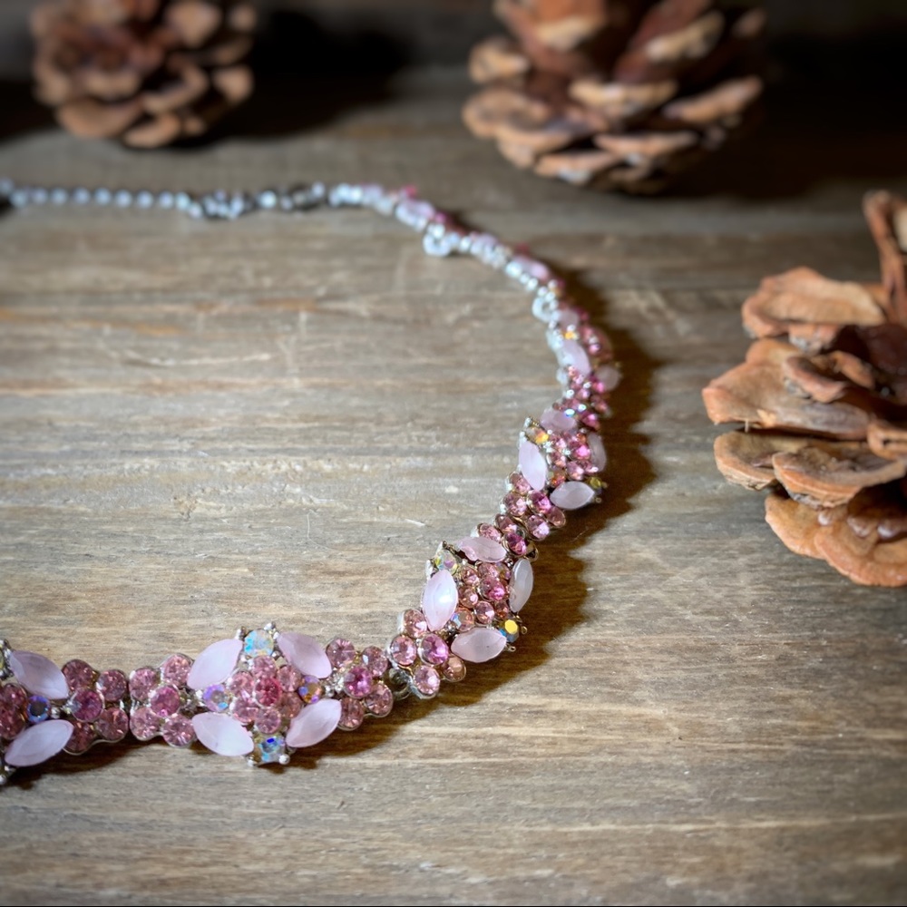Pink Rhinestone Collar Necklace
